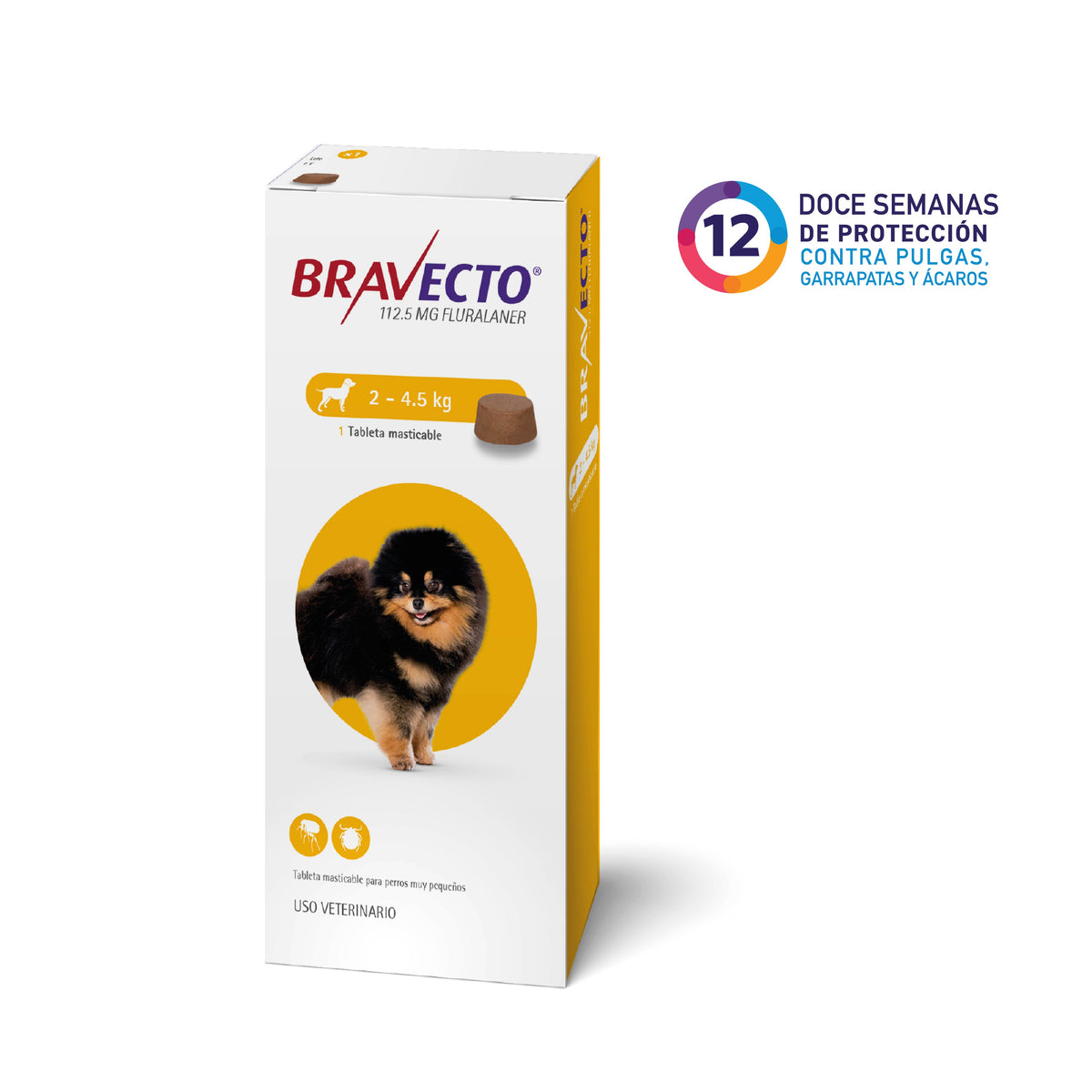 Bravecto 12 semanas (2 A 4.5 KG) Antipulgas y garrapatas