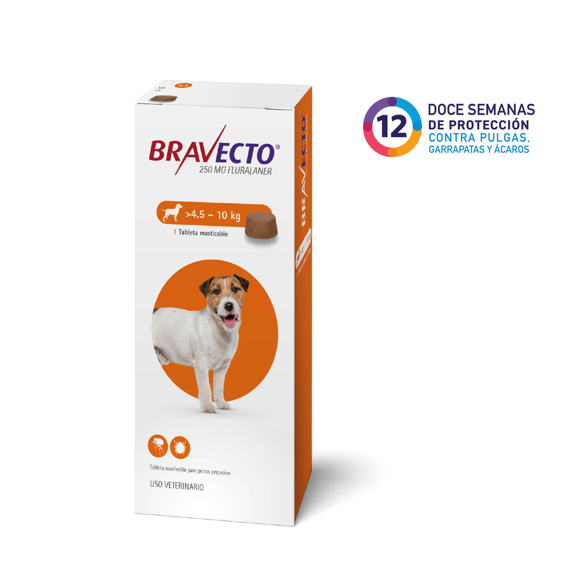 Bravecto12 semanas (4.5 A 10 KG) Antipulgas y garrapatas