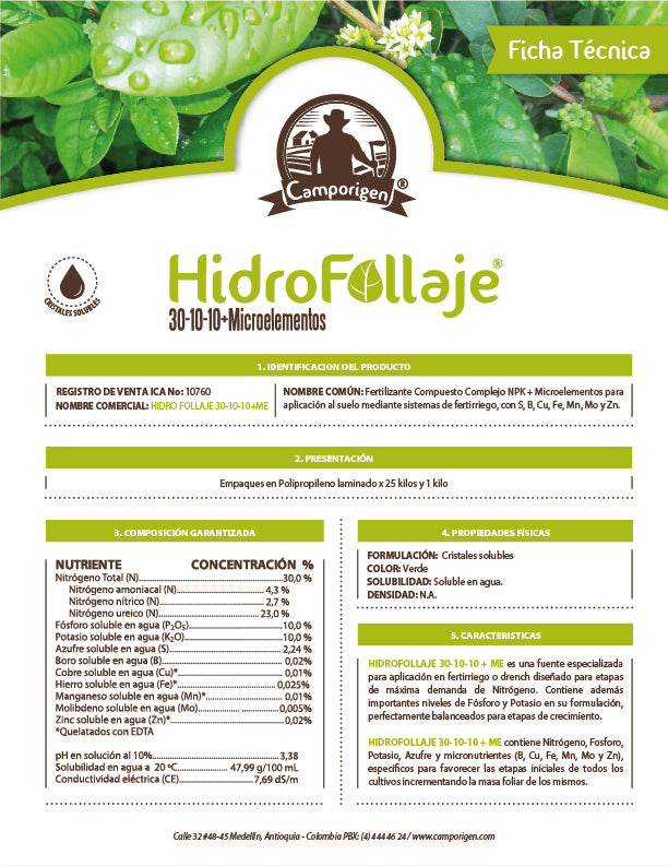 HidroFollaje 30-10-10 (25 kg) | Fertilizantes Agro || Tierragro Colombia || Tierragro Medellin | |Envios en 24 horas Area Metropolitana | (5557575254166)