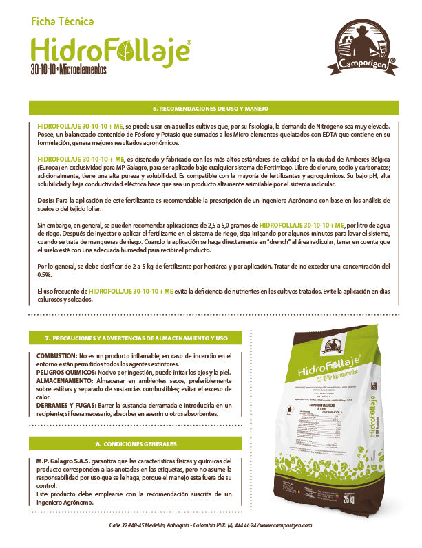 HidroFollaje 30-10-10 (25 kg) | Fertilizantes Agro || Tierragro Colombia || Tierragro Medellin | |Envios en 24 horas Area Metropolitana | (5557575254166)